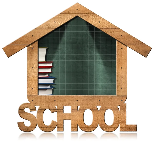 Blackboard - School Building Shaped — Stock Photo, Image