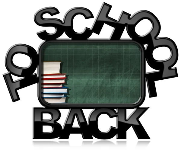 Powrót do szkoły - zielona tablica z książek — Zdjęcie stockowe