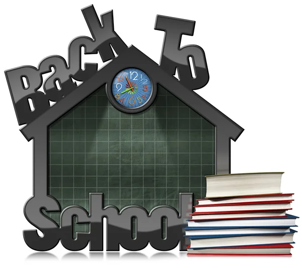 Terug naar School - Blackboard schoolgebouw — Stockfoto