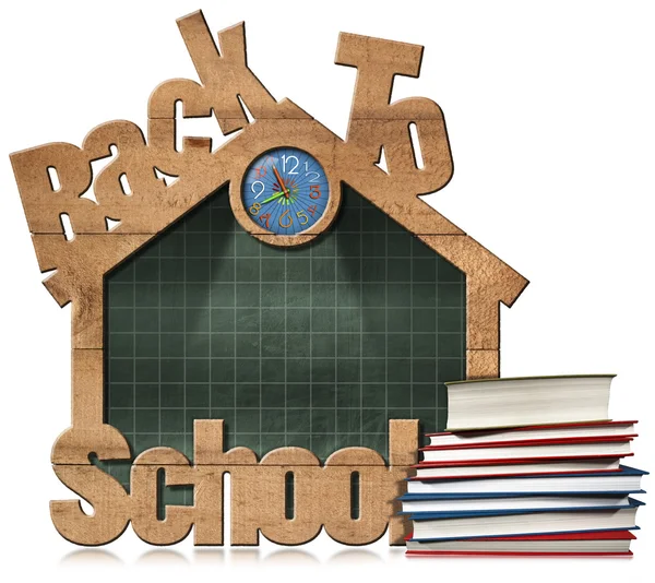 Terug naar School - Blackboard schoolgebouw — Stockfoto