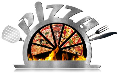 Pizza alevler ile metal sembolü