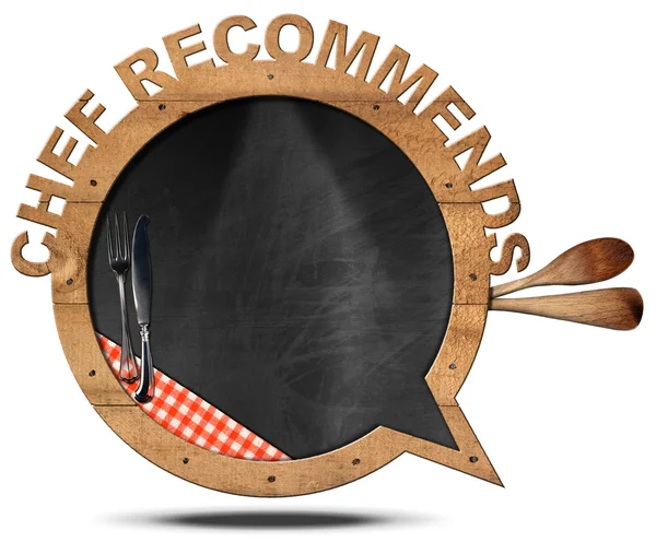 Chef Recommends - Blackboard Speech Bubble Shaped — Stock Photo, Image