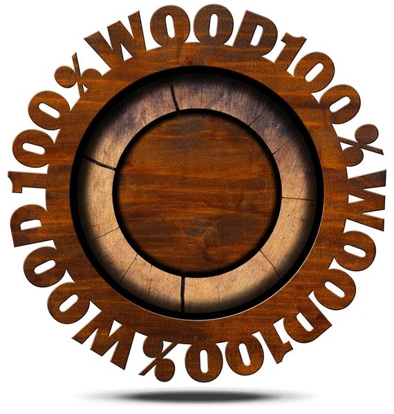 100 por cento de madeira - Ícone de madeira — Fotografia de Stock