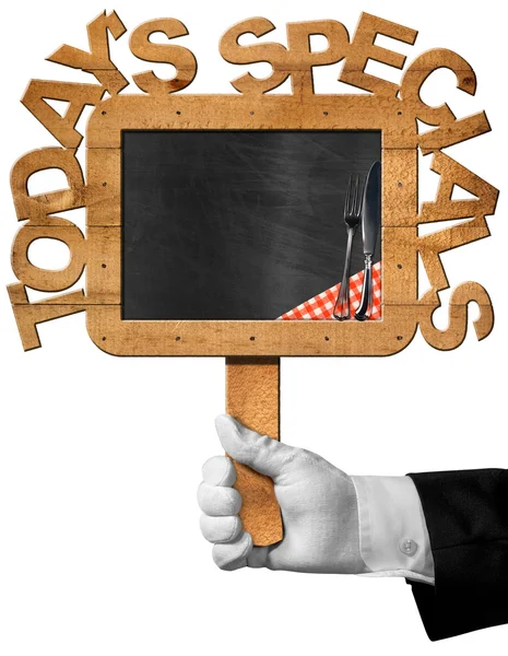 Today's Specials - Chef Holding Chalkboard — Stock Photo, Image