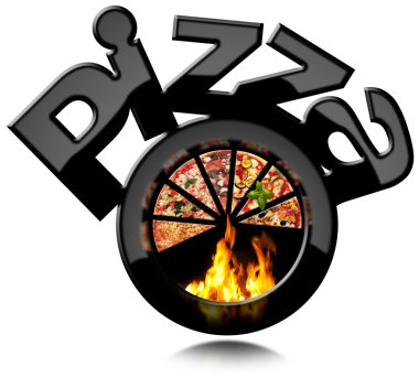 Pizza alevler ile siyah sembolü