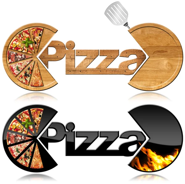 Pizza - Two Symbols with a Slices of Pizza — Stock Photo, Image