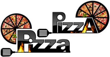 Pizza alevler ile siyah sembolleri