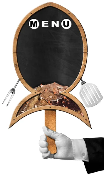 Tablica ryby w kształcie ręką szefa kuchni — Zdjęcie stockowe