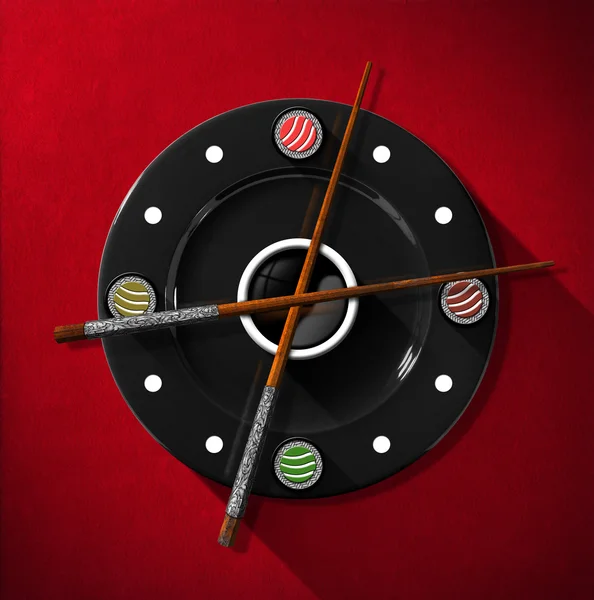 Sushi Time Concept - Clock — Stock Photo, Image