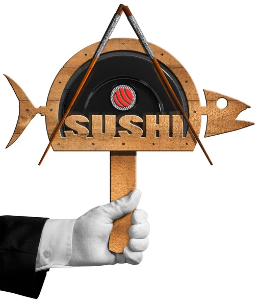 Sushi Symbol ręką szefa kuchni — Zdjęcie stockowe