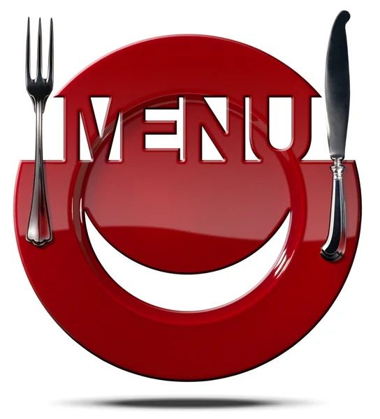 Happy Smiley Face on Red Plate Menu — Stock Photo, Image