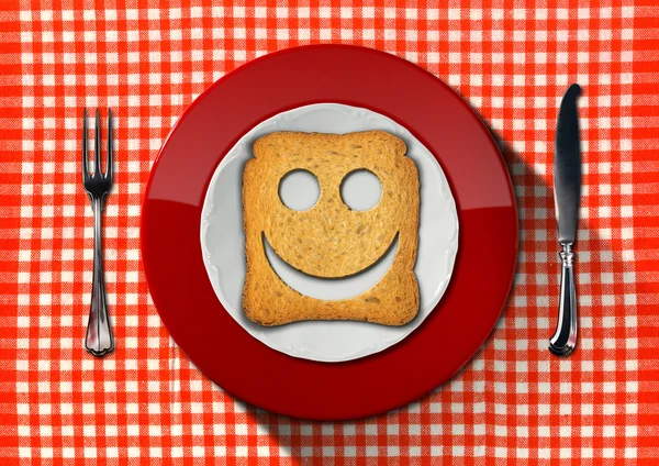 Concepto de desayuno feliz - Rusk sonriente —  Fotos de Stock