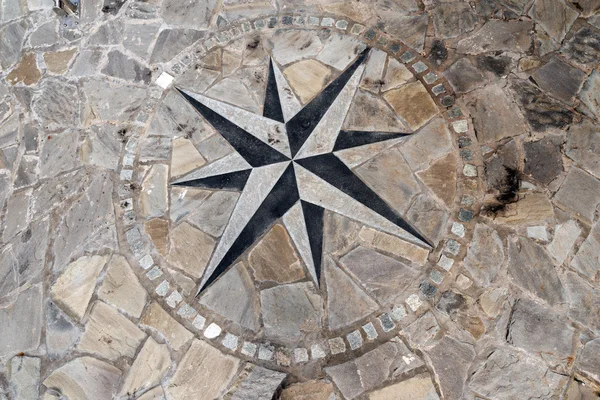 Pavement Stone with Compass Rose — Stock Photo, Image