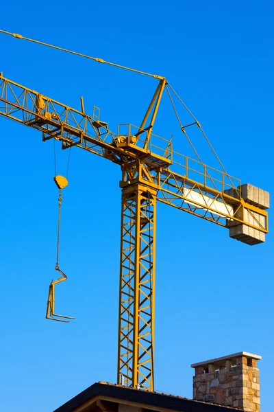 Yellow Crane in Construction Work Site — Stock Photo, Image