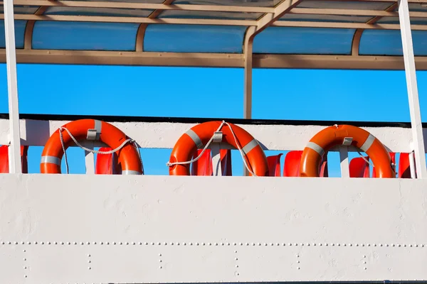 Lifebuoys in a fry boat — стоковое фото