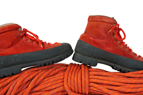 Mountaineering Boots and Rope