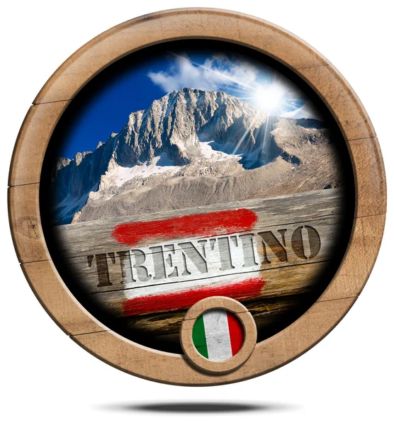 Mountains of Trentino - Wooden Symbol — Stock Photo, Image