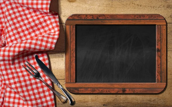 Empty Blackboard with Cutlery — Stock Photo, Image