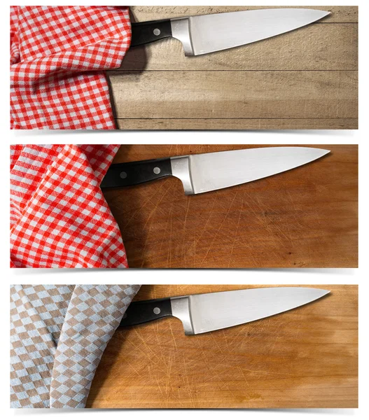 Set de Banners con Cuchillo de Cocina — Foto de Stock