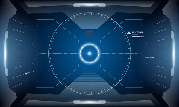 VR HUD digitale futuristische interface cyberpunk scherm ontwerp. Sci-fi virtual reality simulator technologie weergave head up display. Hi tech digitale GUI UI dashboard paneel vector illustratie — Stockvector