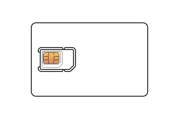 Mobiele telefoon simkaart met standaard, micro en nano EMV chip lineair ontwerp template. Plastic kaart symbool mockup op witte achtergrond vector illustratie — Stockvector