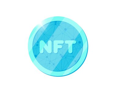 NFT karşılanamaz açık mavi jeton. Özel sanat eserleri almak için online para. Eşsiz koleksiyonların parasını oyunlarla öde. Engelleme teknolojisi kripto para simgesi. Vektör izole illüstrasyonu