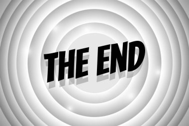 Beyaz daire retro sinema ekranında Son çizgi roman tarzı metin. Eski sessiz filmin arka planında siyah başlık. Promosyon mesajı kara afişi. Vektör illüstrasyonu