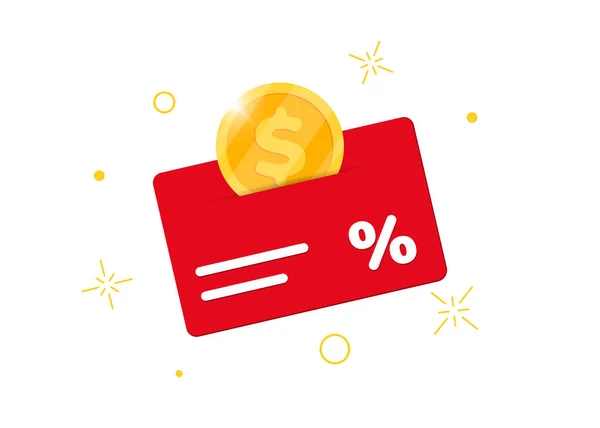 Loyaliteit programma bonus kaart. Verdien geld of punten. Kopen procent rendement customer service business sign. Munten cashback inkomen geïsoleerde vector illustratie — Stockvector