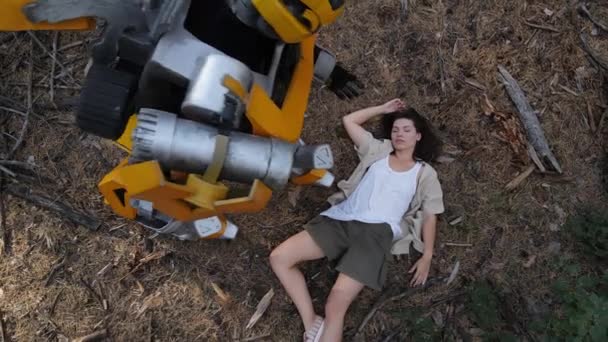 Dnipro Ukraine August 2020 Cosplayer Bild Eines Transformatorroboters Hummel Aus — Stockvideo