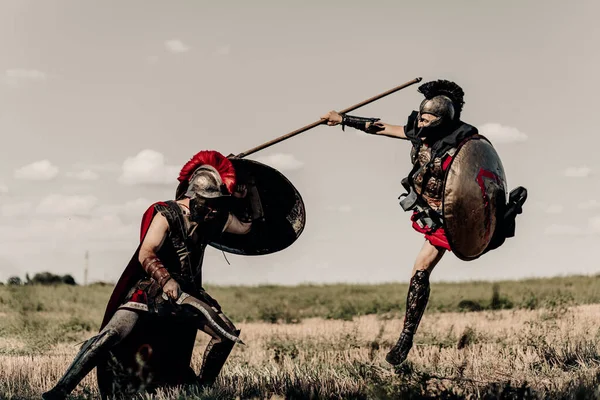 Slaget Med Spjut Och Svärd Mellan Två Antika Greker Eller — Stockfoto