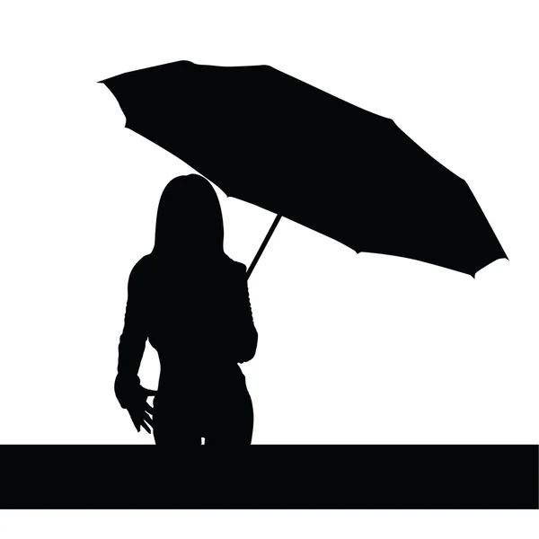 Silhouette girl whit umbrella — Stock Vector © sattva 3150177