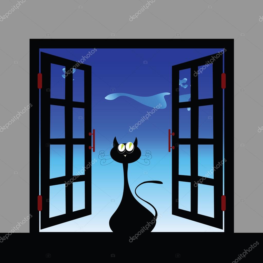 Avant De Dessin Animé De Chat Du Vecteur De La Fenêtre