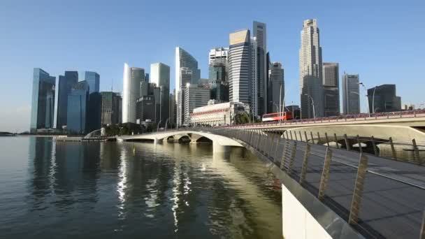 Singapur şehir gündoğumu görünümü — Stok video