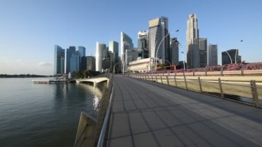 Singapur şehir gündoğumu görünümü