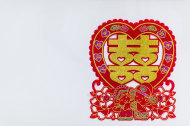 Çince düğün dekorasyonu ile metin anlam çifte mutluluk