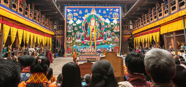 Thangka scorrimento pittura al festival annuale — Foto Stock