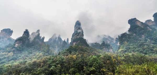 Neblige Berglandschaft in Hunan, China — Stockfoto