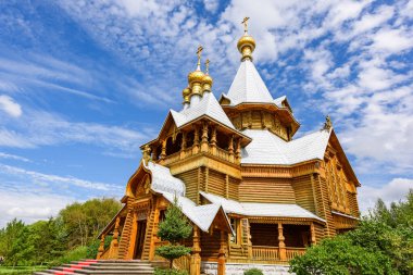 Heilongjiang, Çin - 04 Eylül 2016: Volgar Malikanesi'nde Rus tarzı mimari.