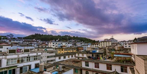 Lijiang Yunan China Morgendämmerung Stadtbild Alter Häuser Mit Blauem Himmel — Stockfoto