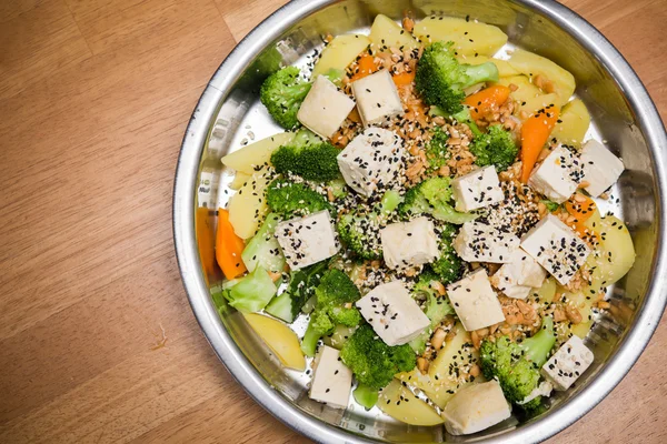 Mixed vegetables with peanut gravy - Asian Chinese food — Stock Photo, Image