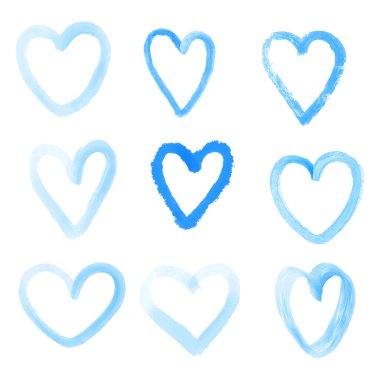 Dokuz el çizilmiş kalplerden oluşan vektör seti grunge desenli fırçalarla oluşturuldu. Sevgililer Günü için mükemmel aşk sembolleri, romantik tasarımlar, posterler, çıkartmalar ve yaratıcı grafik projeler.