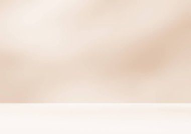 Ürün sunumu için yaprakların gölgesi olan boş kahverengi bej oda stüdyosu. Sonbahar arkaplanı. Yaz tropik arka plan. Kozmetik galerisi.