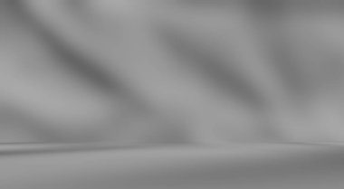 Duvarında gölgesi olan boş gri oda stüdyosu ve ürün sunumu için zemin. Güneş ışığı ve gölge kavramı. Minimum yaz arkaplan tasarımı. Kozmetik, güzellik ve moda galerisi.