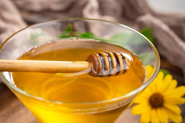 Söt Honung Med Blommor Gammal Bakgrund — Stockfoto