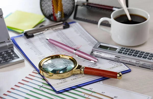 Itens Para Fazer Negócios Contabilidade Escritório Cima Mesa — Fotografia de Stock