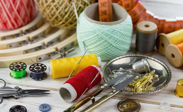 Handicraft Items Threads Sewing Needles — Stock Photo, Image