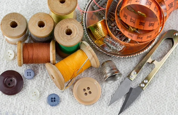 Threads Needles Sewing Items — Stock Photo, Image