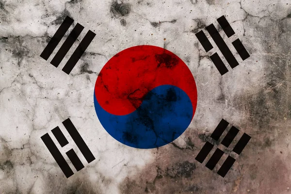 Bandeira Grunge Velha Coreia Sul — Fotografia de Stock