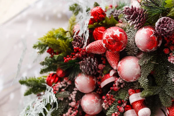 Decorazione Rustica Natale Sfondo Natalizio Ricevuto Flatlay — Foto Stock