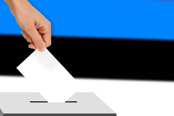 Hand Drops Ballot Election Background Flag Concept State Elections Referendum — Stock Photo, Image